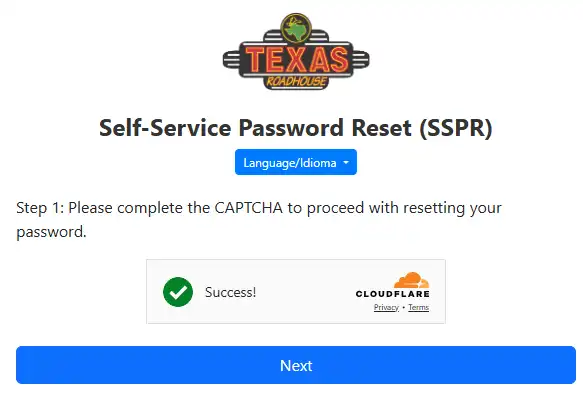 Completed Captcha to proceed resetting password